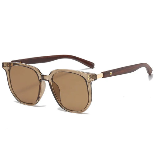 Vintage Square Frame Sunglasses for Women Men 2026 Trendy Retro Wood Grain Plastic Frame UV 400 Protection Eyepeice